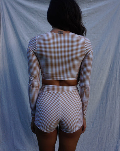 Sunset Shorts - Honey Check